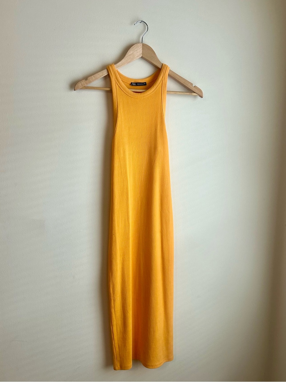 Zara Sleeveless Ribbed Maxi Dress - Mustard Yellow